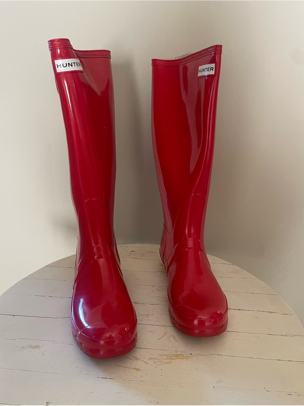 Hunter Women's Tall Gloss Red Rain Boots - Iconic Gloss Finish